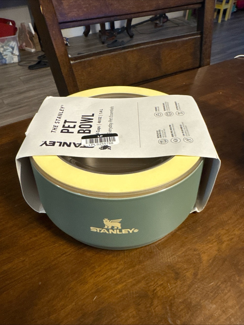 Stanley Sage Green Pet Bowl with Yellow Rim